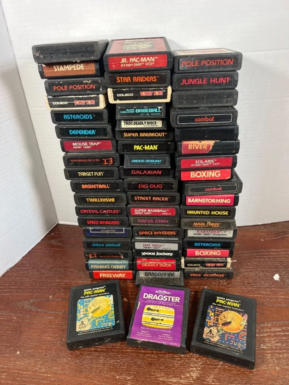Lot Of 40+ Atari 2600 Game Cartridges Including Pac-Man Donkey Kong Dragster & M